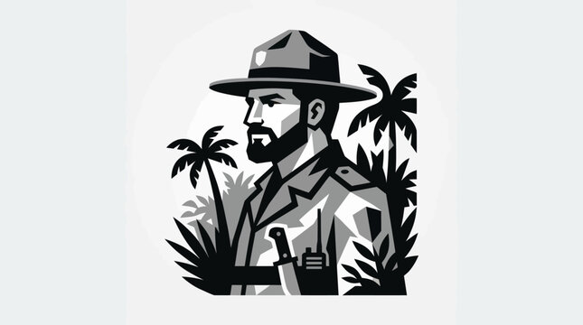 Man in uniform park ranger illustration