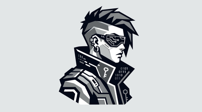 Futuristic cybernetic person wearing goggles