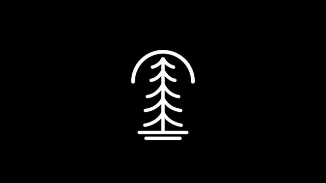 "Animated Nature Landscape Icon Animation Showing Sun, Trees, Hill, Sparkling Stars, Eco Environment, Minimal Line Art, Outdoor Wilderness,