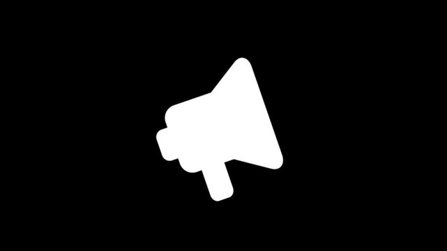 White megaphone icon with sound waves symbolizing an announcement or important communication