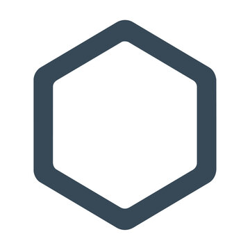 Minimalist symmetric hexagonal frame with a hollow center and bold geometric outlines on white background. Modern graphic design concept