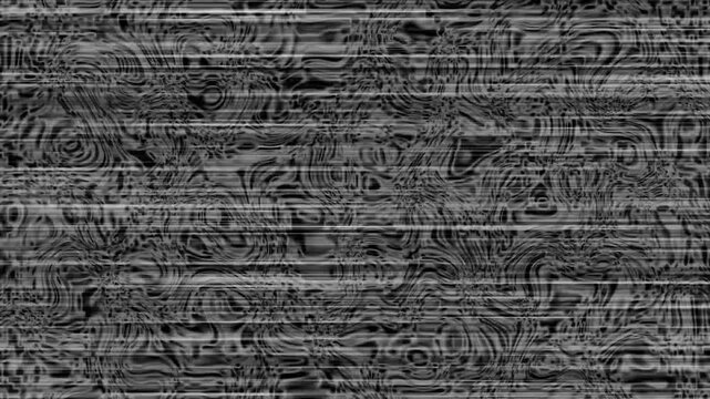 Abstract monochrome liquid swirl pattern with horizontal digital interference lines background