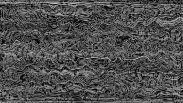 Wavy monochrome liquid distortion pattern with horizontal glitch lines and dark abstract textures