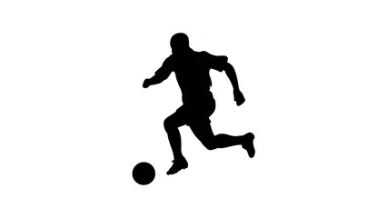 Fototapeta premium Silhouette of a person playing soccer in motion.