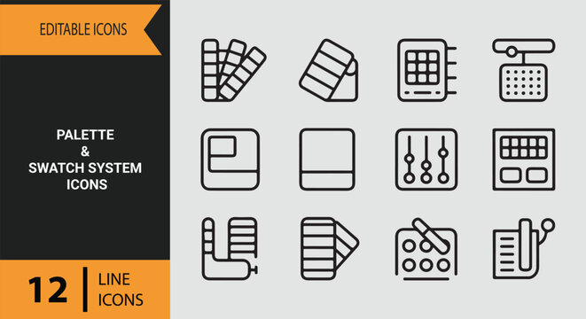 Color Palette and Swatch System Icons for Brand Identity and Professional Design Studios