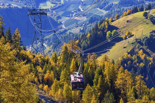Merano 2000 mountain railway, near the summit station, South Tyrol, Italy
