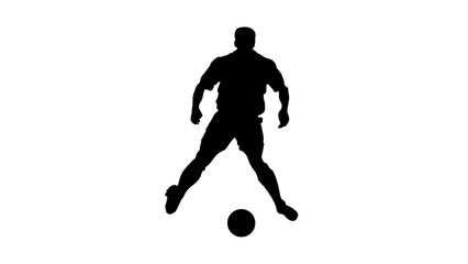 Fototapeta premium Silhouette of a person running with a soccer ball.