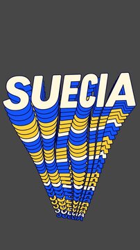 Fondo Animado de Texto Cin&eacute;tico de Suecia para Celebraci&oacute;n y Deportes - Motion Graphics 2D