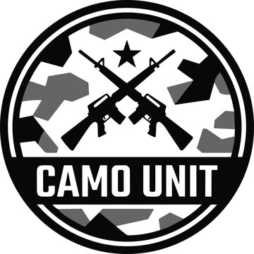 Camo unit military patch emblem design.