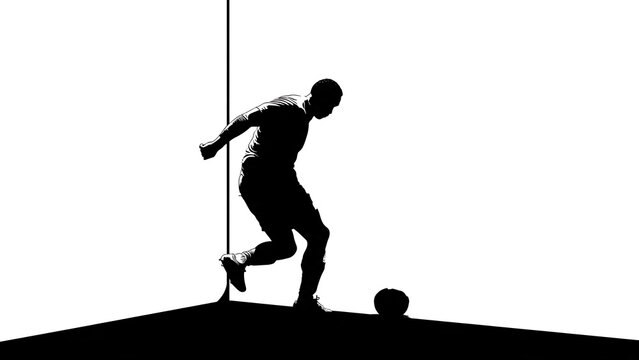 Silhouette of basketball player dunking on court at night.