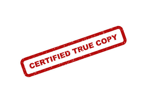 Red grunge rubber stamp with the text certified true copy for document