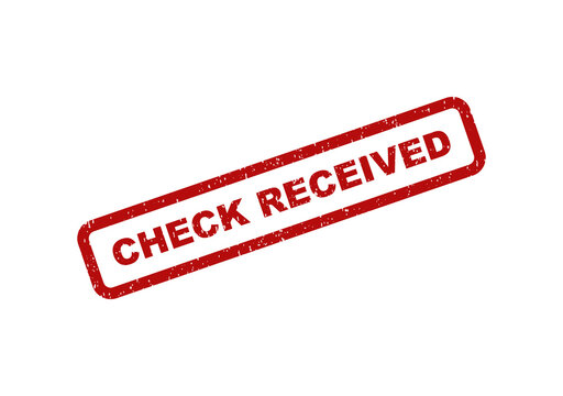Red grunge rubber stamp with the text check received inside a frame