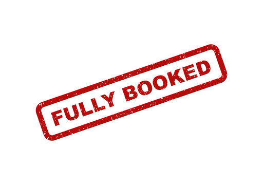 Red grunge rubber stamp with the text fully booked on a flat surface