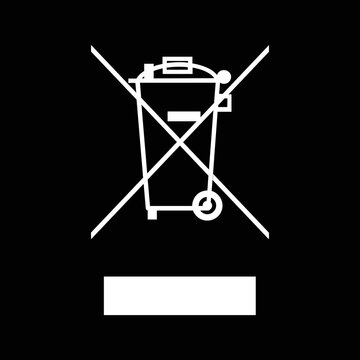  Crossed Out Wheelie Bin Icon for Electronic Waste Disposal on Black Background