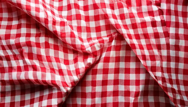 red and white checkered tablecloth pattern classic picnic gingham texture retro bistro dining fabric design traditional kitchen and restaurant table cover background