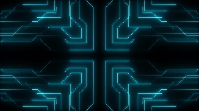 Abstract cyne Neon Circuit Lines Technology Background Futuristic Digital Network Animation 4K video