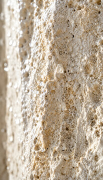Close-up of textured surface with water droplets and light reflection