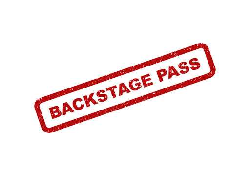 Red rubber stamp impression with the text backstage pass on display