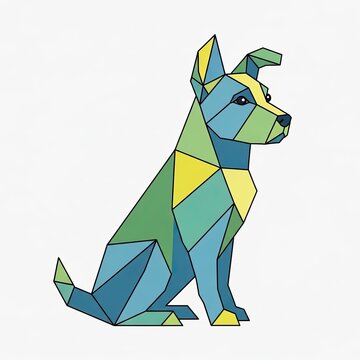 Geometric dog illustration, cute dog.