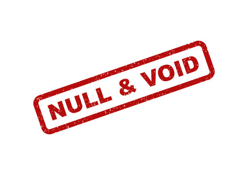 Red null and void rubber stamp mark on a document for business