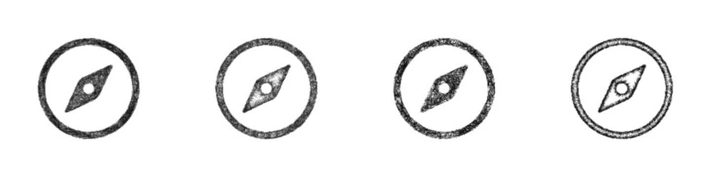 Monochrome sketch navigation logo design set