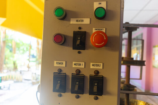 Industrial Control Panel with Switches and Buttons