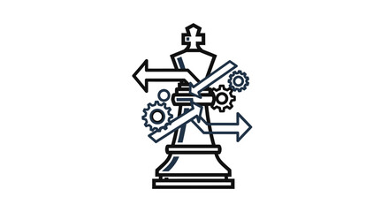 Fototapeta premium Strategic Planning Concept with Chess Piece and Gears