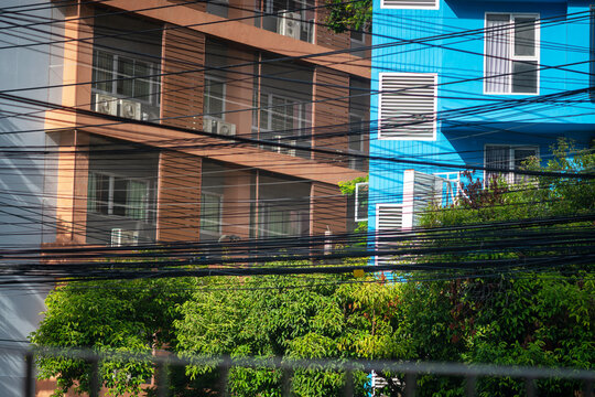 Colorful Urban Buildings with Greenery