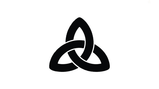 A black Celtic triquetra knot symbol is illustrated on a digital cover.