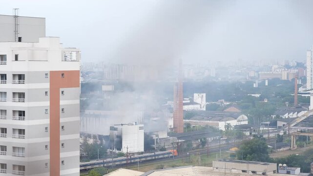 Aftermath of a fire in a car and truck parts warehouse in Lapa, Sao Paulo.