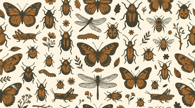 Comprehensive collection of ninety-five vibrant insect life icons featuring butterfly, beetle, and diverse crawling bug species as decorative nature fauna symbols for creative design projects.