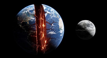 Earth moon space illustration