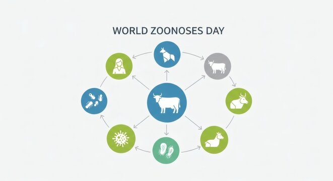 World Zoonoses Day Circular Animal and Health Infographic
