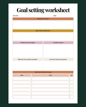 Goal Setting Worksheet Template Personal Development Planning Document