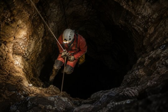 Adventurous Abseiling in a Dark Cave