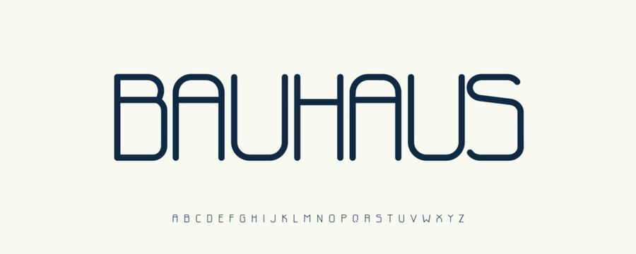 Bauhaus Font Logo Alphabet Rounded Geometric Letters, Modern Elegant Typography. Modernistic Typographic Design for Fashion Beauty Branding, Vintage Classic Art Nouveau Luxury Fonts. Vector Typeface