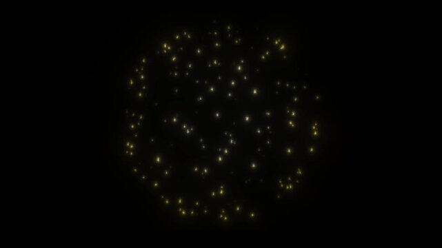 金に輝く花火が夜空に大輪を咲かせる夏の打ち上げ花火アニメーション
