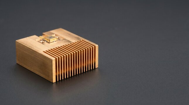 Machined Copper Laser Diode Submount Heatsink on Grey Surface