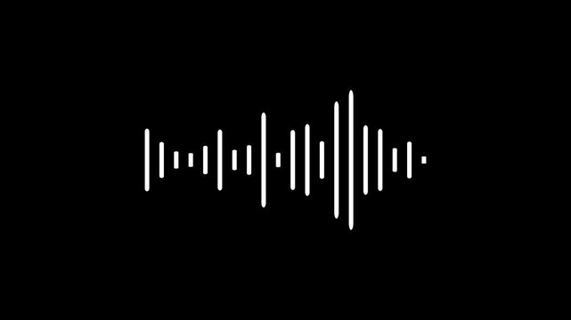 White digital audio wave or voice frequency equalizer lines isolated on black background, perfect for music, podcast, and sound concept.