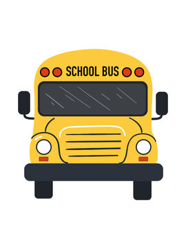 Yellow School Bus Front View Hand Drawn Illustration