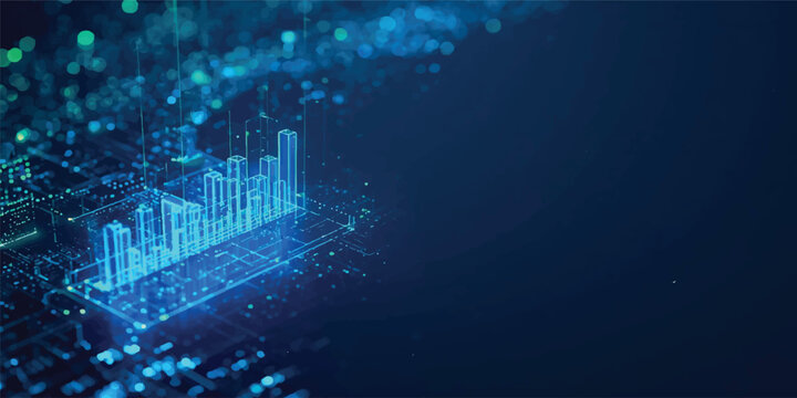 Futuristic Digital Data Grid with AI Analytics Network and Cyber Technology Visualization Background