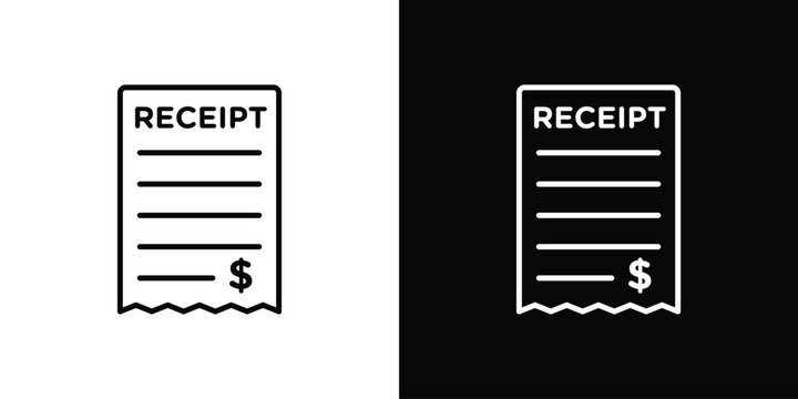 Receipt icon symbols with editable linear style