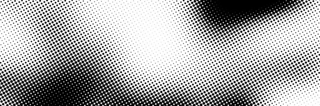 Grunge halftone gradient background. Faded grit noise texture. White and black sand wallpaper. Retro pixelated backdrop. Anime or manga style comic overlay. Vector graphic design textured template