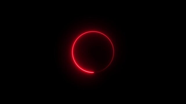 Glowing red incomplete circle on a dark background 4k video.