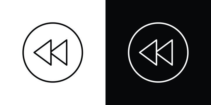Rewind button icon symbols with editable linear style