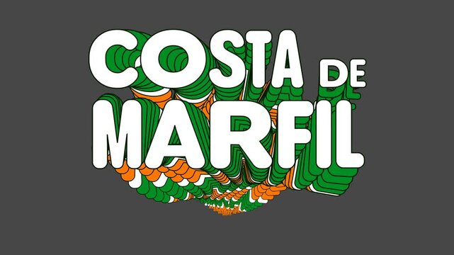 Fondo de Animaci&oacute;n de Texto de Costa de Marfil para Deportes y Celebraci&oacute;n - Texto Cin&eacute;tico 2D
