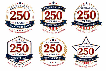 Obraz premium 250th anniversary celebration badges: united states of america
