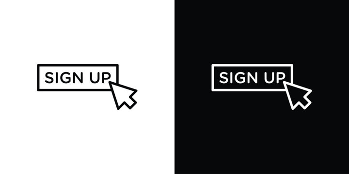 Sign up icon symbols with editable linear style