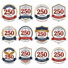 Obraz premium Assortment of 250th anniversary seals for american bicentennial celebrations