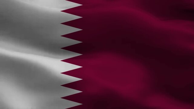 Waving flag of Qatar with maroon and white colors and serrated edge
